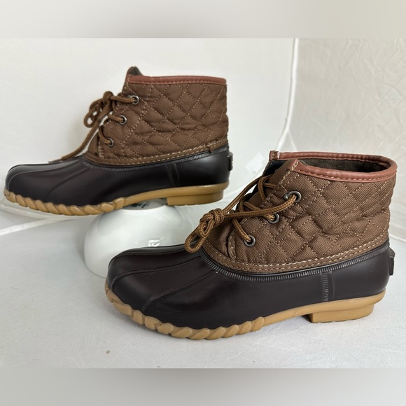 St. John's Bay Womens Denton Flat Heel Rain Boots Winter Boots Brown/Black Sz 7 - Picture 5 of 14